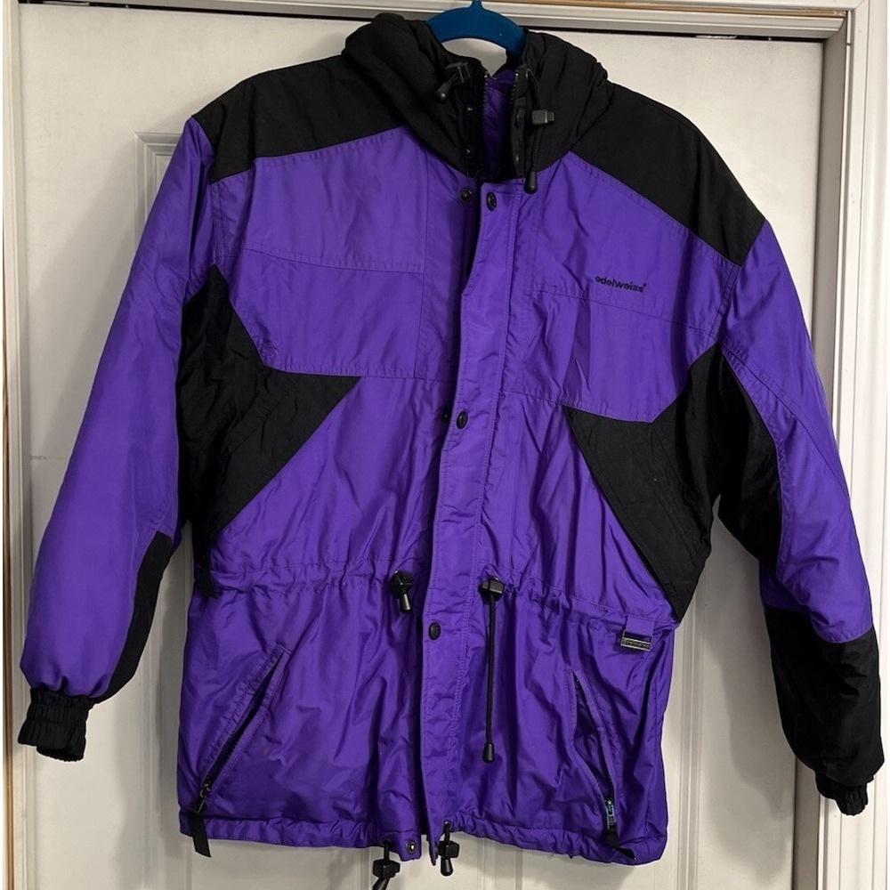 Vintage Edelweiss womens ski jacket 90's Sz Juniors XL Colorblock Retro Purple